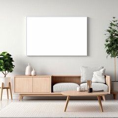 lifestyle photo Blank modern flat screen TV hanging on wal.