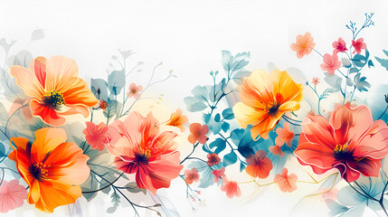 Fototapeta na wymiar Beautiful spring flowers, blooming flowers bush on a white background, ai generated