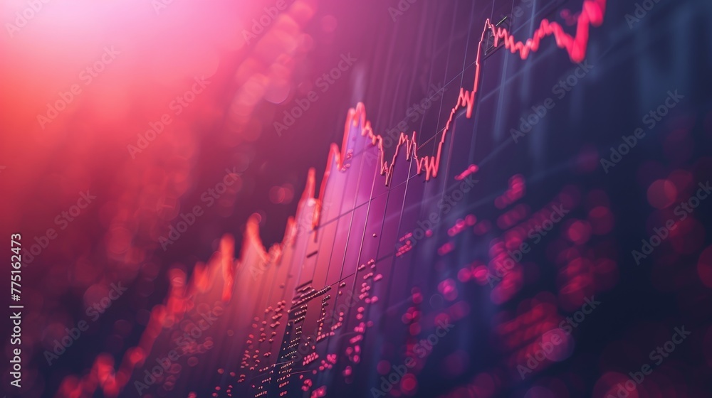 Poster a graph with red lines and a blue background. the graph is showing a downward trend. the image has a