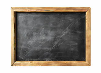 An empty blackboard with wooden frame isolated on white background