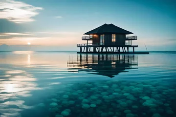 Crédence de cuisine en verre imprimé Bora Bora, Polynésie française sunset on the beach