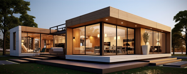 Exterior modular houses. New architecture house design. - obrazy, fototapety, plakaty