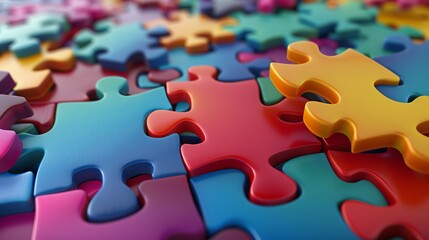 A colorful jigsaw puzzle with pieces of different colors - 775167014