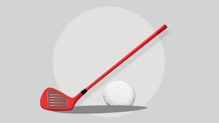 A golf club is shown with a white golf ball on the ground - 775167057