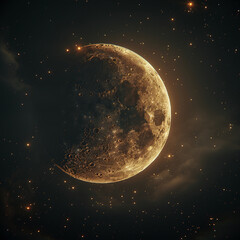 Crescent Moon Illuminated Against Starry Sky - obrazy, fototapety, plakaty