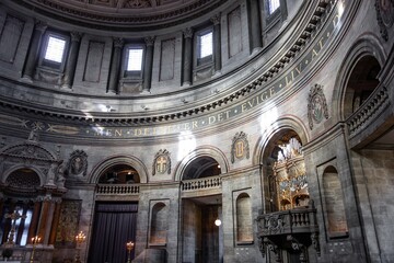 Interior view of Lutheran Frederiks Church (Marmorkirken) in Copenhagen, Denmark