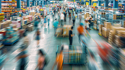 people shopping at distributor in motion blur ,busy hourwokrk flow - Powered by Adobe