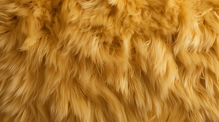 TOP VIEW a close up of soft GOLD fur сreated with Generative Ai - obrazy, fototapety, plakaty