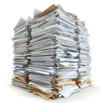 Creative 3D clay depiction of a stack of documents, representing business paperwork, against white