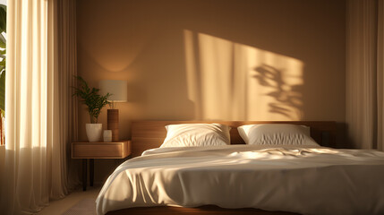 Serene Morning Light in a Cozy Bedroom Interior
