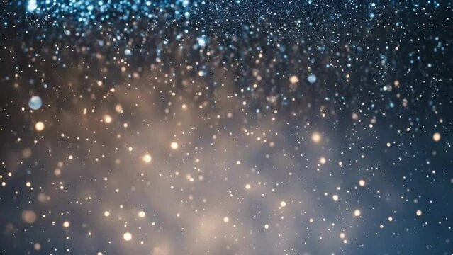 Looping 4K Video of Shimmering Blue Glitter Cascading in Light Beams