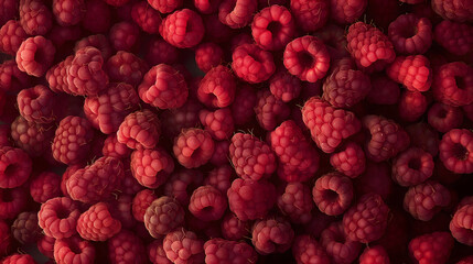 Abundance of Fresh Raspberries in a Full Frame Close-up View