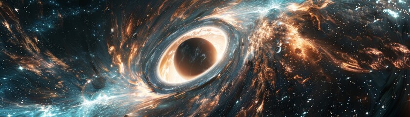 A black hole amidst radiant celestial formations