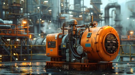 a heavy-duty generator set against an industrial backdrop, conveying power and stability in every detail, in cinematic 8k high resolution. - obrazy, fototapety, plakaty