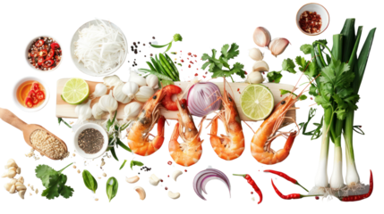 
Asian food background with various ingredients Vietnamese and Thai food