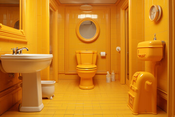 toilet cleaning services newark nj the home depot, in the style of frequent use of yellow сreated with Generative Ai