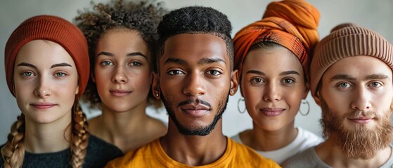 Image of a varied group of individuals from different racial and cultural backgrounds, depicted together, set against a clean white backdrop to emphasize inclusivity.