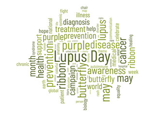 Lupus Day word cloud template. Health awareness concept vector background.
