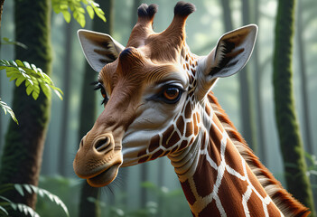 Close-up photo of a giraffe - obrazy, fototapety, plakaty