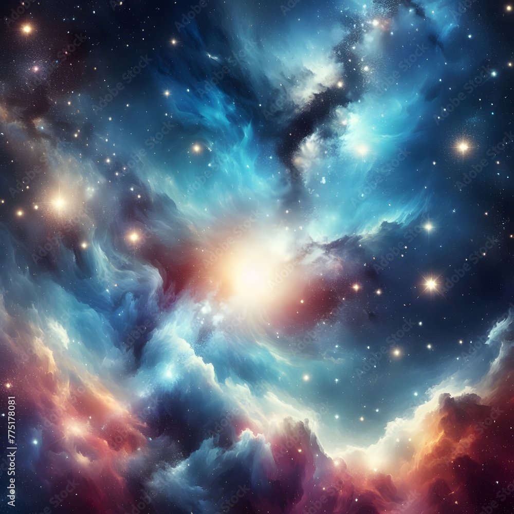 Poster abstract space background with nebula, stars and galaxies. computer generated graphics generated by 