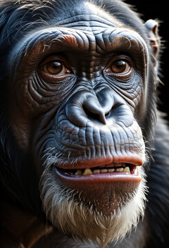 Close-up photo of a chimpanzee