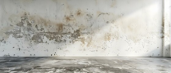 Mold growth on damp interior wall surface emphasizing the importance of remediation and prevention for health concerns. Concept Mold Remediation, Health Concerns, Damp Surface, Prevention Techniques - obrazy, fototapety, plakaty