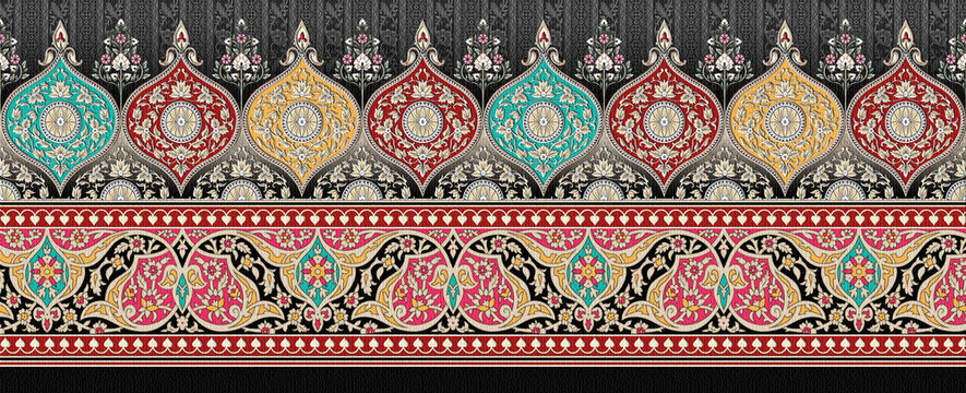 beautiful traditional mughal borders design for textile printing