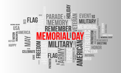 Memorial Day word cloud template. Federal awareness concept vector background.