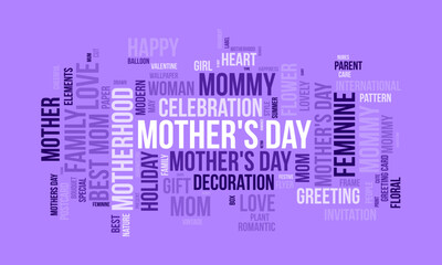 Mother's Day word cloud template. Cultural awareness concept vector background.