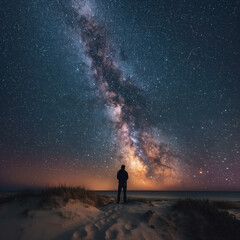 A lonely man under the Milky Way