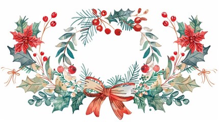Illustration of Hand-drawn wreath featuring cute elements such as flowers and leaves