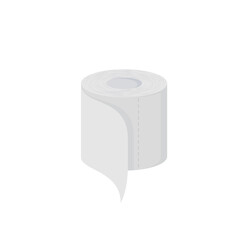 Toilet paper roll icon on white background. Tissue paper cartoon vector illustration