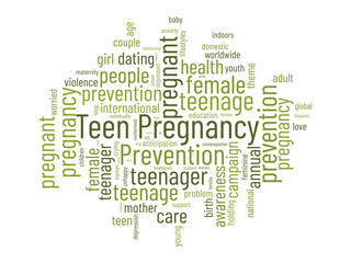 Teen Pregnancy Prevention word cloud template. Health and Medical awareness concept vector background.