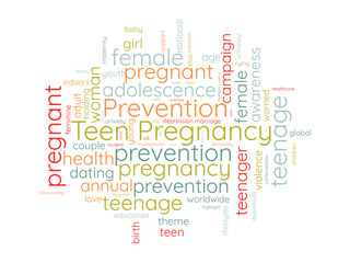 Teen Pregnancy Prevention word cloud template. Health and Medical awareness concept vector background.