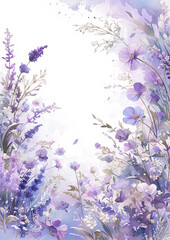 A purple flowery border with a white background