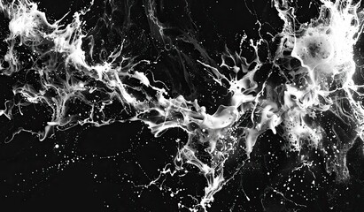 Variety of milk splashes on a black background. The concept of liquid dynamism.