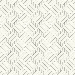 Seamless pattern with geometric waves. Endless stylish texture. Ripple bold monochrome background. Linear weaved grid. Thin interlaced swatch.	