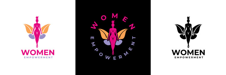 Woman’s body Merged with Butterfly Wings and Leaf Motifs, Logo For Women Empowerment, Ideal for Beauty Salons and Green Organic Herbal Supplements, Wellness and Natural Grace in a Unique Design