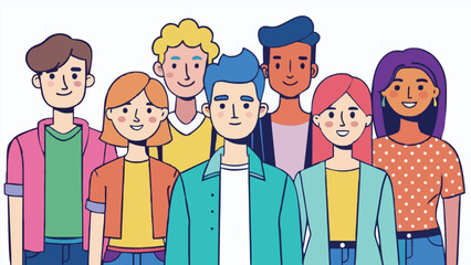 Various styles People. man, men, and women together in colorful clothing. Cartoon-style characters etc. Vector illustration. Isolated design elements.