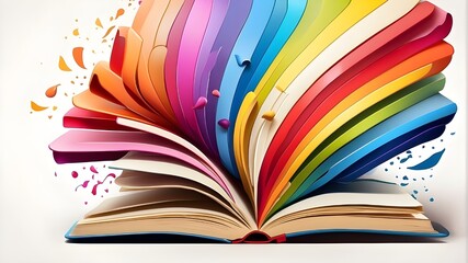 open book with colorful pages - obrazy, fototapety, plakaty