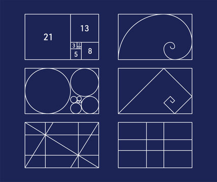 Vector golden ratio ideal symmetry layout set