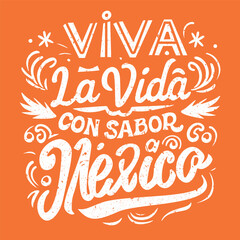 Mexico quote greeting card for mexican holiday, flat lettering, logo mexico
