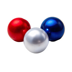 3 Different colors pearls blue red and white isolated on transparent background.