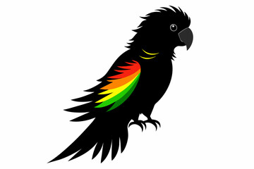 Black silhouette rainbow lorikeet on white background.