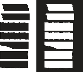 Torn paper shape black and white vector.