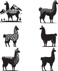 llama silhouette  black color . white color background   © Mizanur Rahman