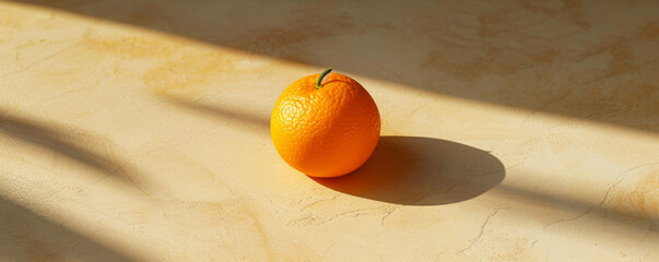 Orange with dramatic shadow on textured surface