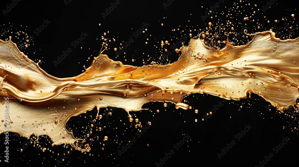 Poster a dynamic and captivating splash of liquid bursts against a sleek black backdrop, creating a mesmeri