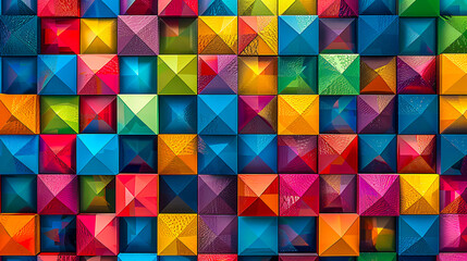 Modern mosaic pattern, abstract geometric design with colorful triangles and squares