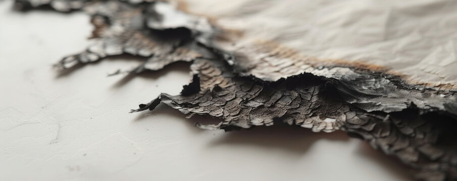 Burnt paper edges on white background
